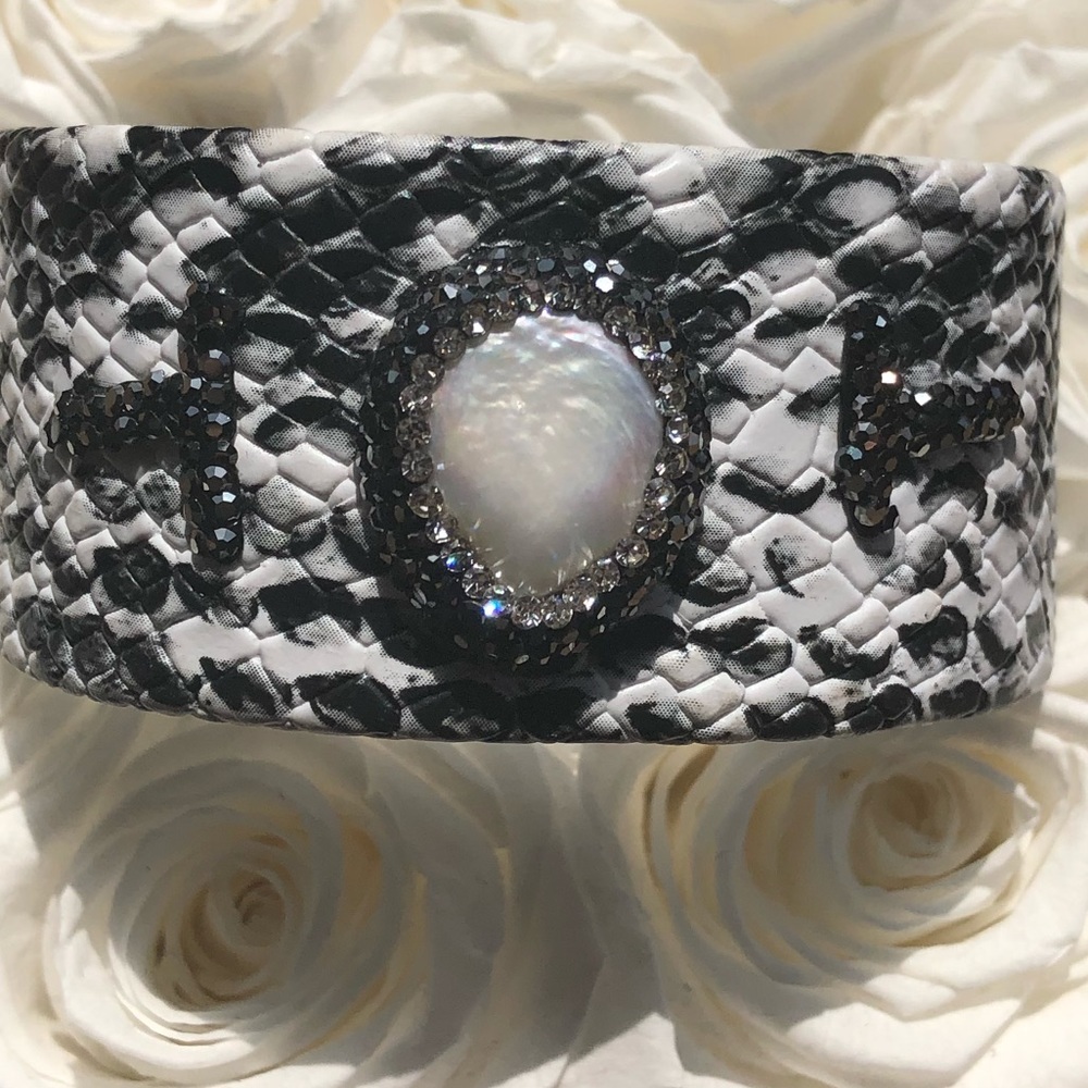 5 for $25  Faux snake skin cuff w/beautiful stone